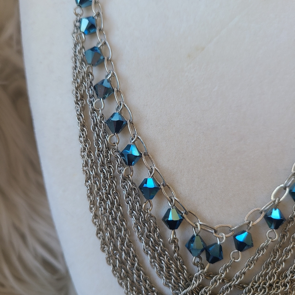 Touchstone Crystal Silver Toned Necklace with Blue Crystals - Great Condition - Picture 5 of 6